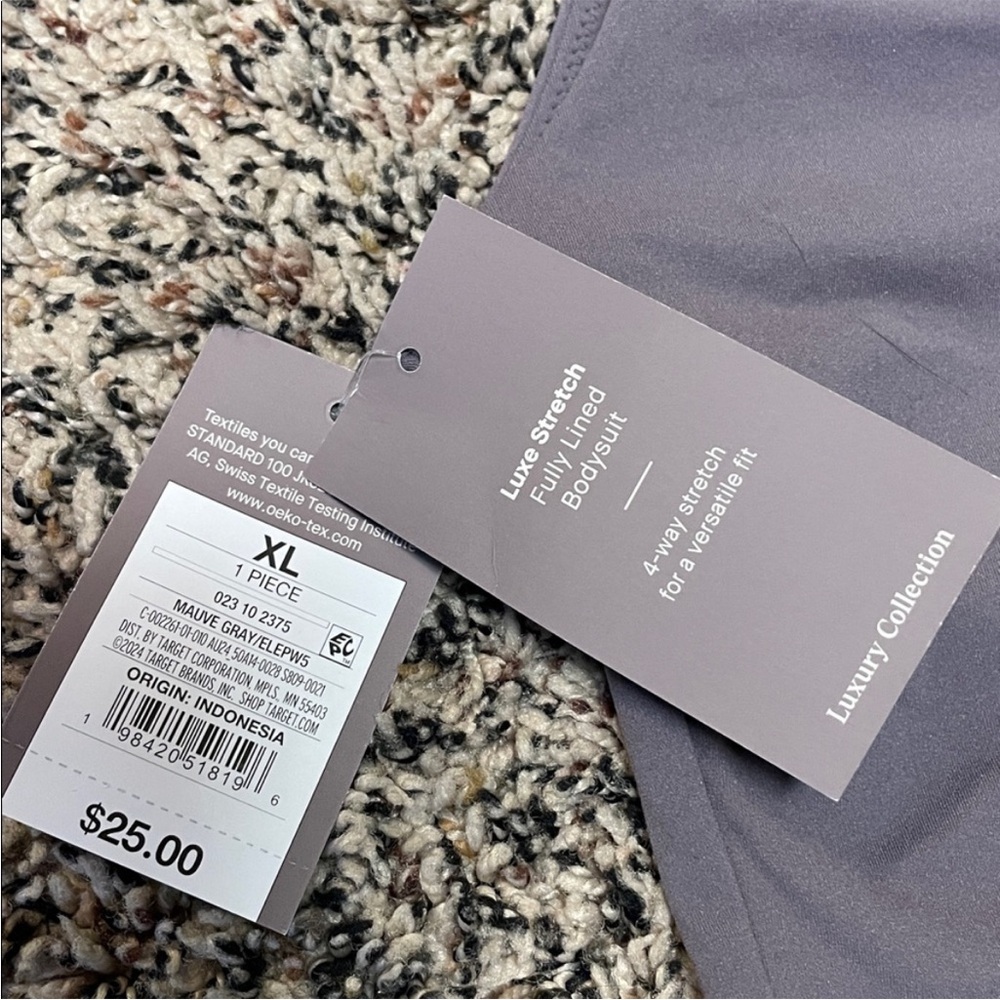 Auden Luxe Stretch High Neck V Back Mauve Gray Thong Bodysuit Var Sizes | NWT - Picture 10 of 11
